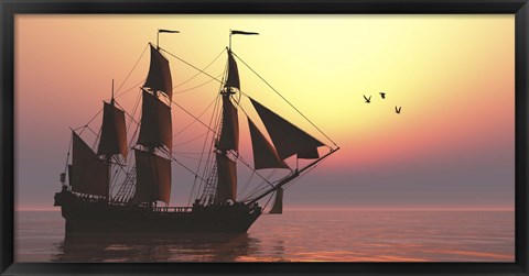 Framed Medusa was a 40-gun frigate of the French Navy Print