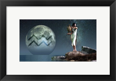 Framed Aquarius is the eleventh astrological sign of the Zodiac Print
