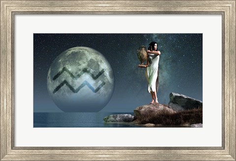 Framed Aquarius is the eleventh astrological sign of the Zodiac Print