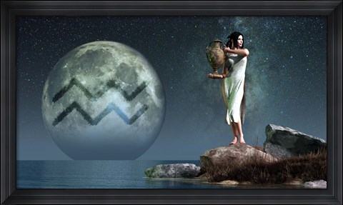 Framed Aquarius is the eleventh astrological sign of the Zodiac Print