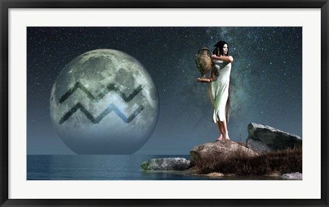 Framed Aquarius is the eleventh astrological sign of the Zodiac Print