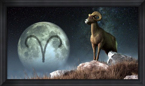 Framed Aries is the first astrological sign of the Zodiac Print