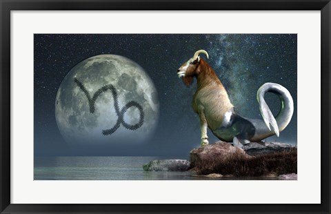 Framed Capricorn is the tenth astrological sign of the Zodiac Print