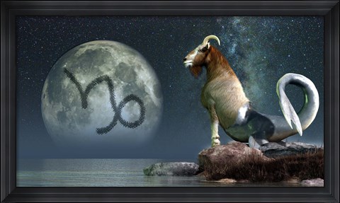Framed Capricorn is the tenth astrological sign of the Zodiac Print