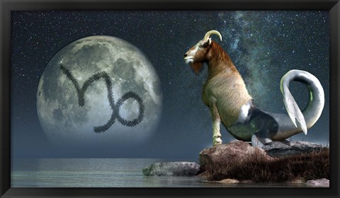 Framed Capricorn is the tenth astrological sign of the Zodiac Print