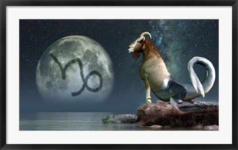 Framed Capricorn is the tenth astrological sign of the Zodiac Print