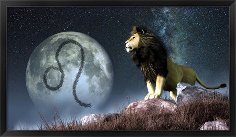 Framed Leo is the fifth astrological sign of the Zodiac Print