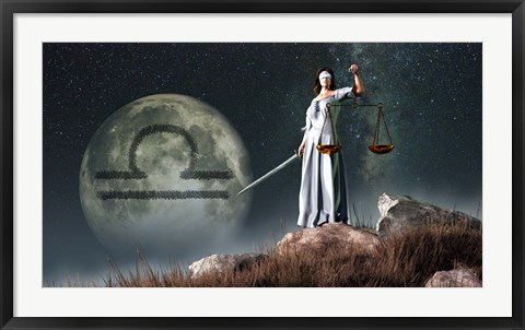 Framed Libra is the seventh astrological sign of the Zodiac Print