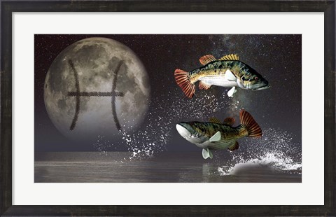 Framed Pisces is the twelfth astrological sign of the Zodiac Print