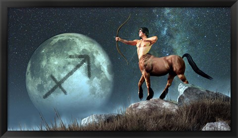 Framed Sagittarius is the ninth astrological sign of the Zodiac Print