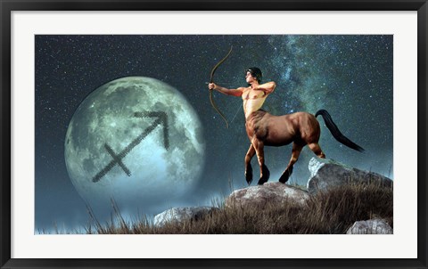 Framed Sagittarius is the ninth astrological sign of the Zodiac Print