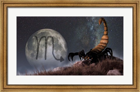 Framed Scorpio is the eighth astrological sign of the Zodiac Print