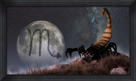 Framed Scorpio is the eighth astrological sign of the Zodiac Print