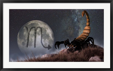 Framed Scorpio is the eighth astrological sign of the Zodiac Print