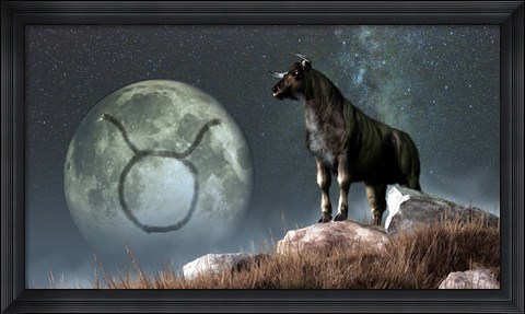 Framed Taurus is the second astrological sign of the Zodiac Print