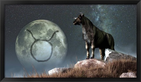 Framed Taurus is the second astrological sign of the Zodiac Print