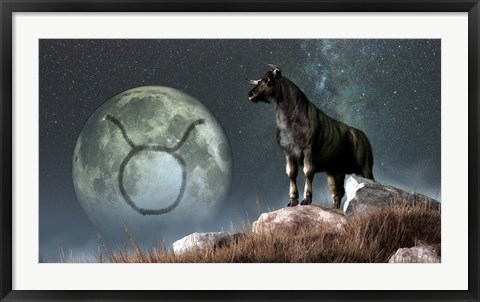 Framed Taurus is the second astrological sign of the Zodiac Print