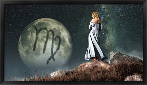 Framed Virgo is the sixth astrological sign of the Zodiac Print