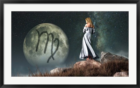 Framed Virgo is the sixth astrological sign of the Zodiac Print