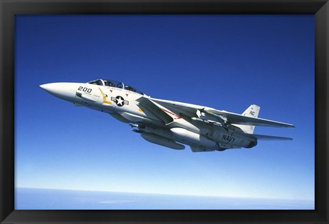 Framed US Navy F-14A Tomcat in flight Print