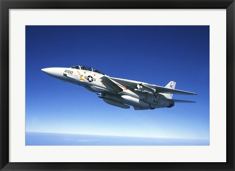 Framed US Navy F-14A Tomcat in flight Print