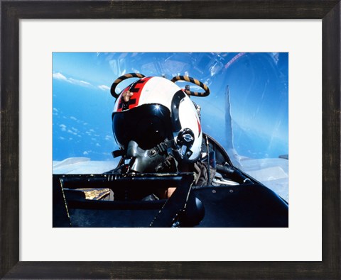 Framed pilot sitting in the back of a two-seater F-14 Tomcat Print