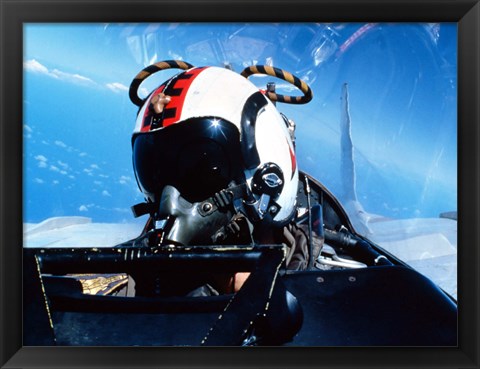 Framed pilot sitting in the back of a two-seater F-14 Tomcat Print