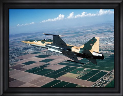 Framed F-5E Tiger II in flight over El Centro, California Print