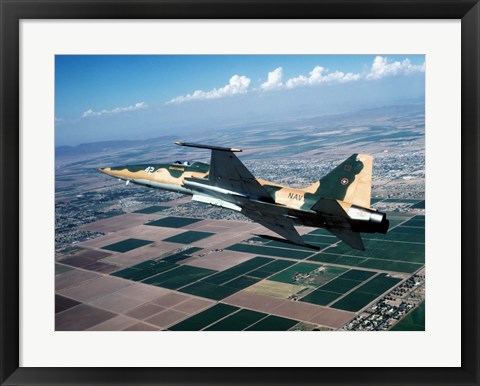 Framed F-5E Tiger II in flight over El Centro, California Print