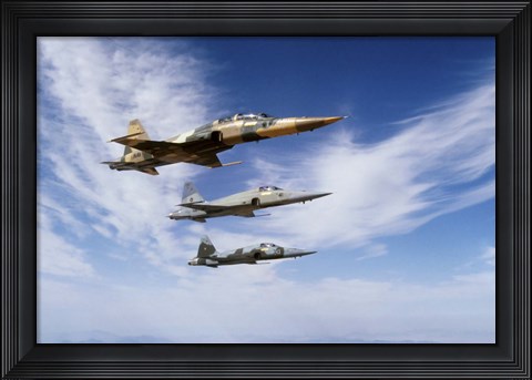 Framed F-5F Tiger II leads two F-5E&#39;s during a training flight Print