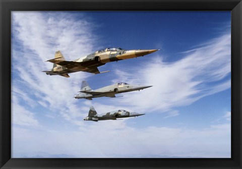 Framed F-5F Tiger II leads two F-5E&#39;s during a training flight Print