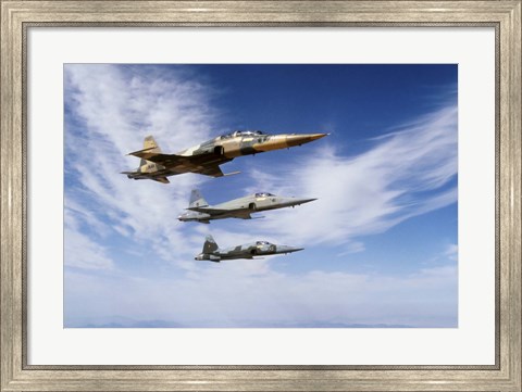 Framed F-5F Tiger II leads two F-5E&#39;s during a training flight Print