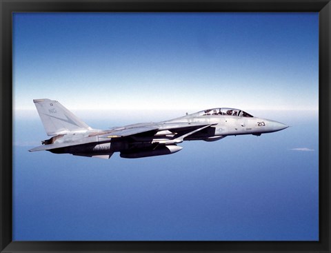 Framed F-14A Tomcat in flight above the Pacific Ocean Print