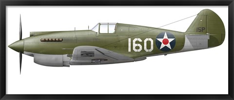 Framed Illustration of a Curtis P-40 Warhawk Print