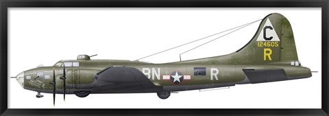 Framed Illustration of a Boeing B-17F Knockout Dropper aircraft Print