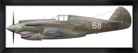 Framed Illustration of a Curtiss P40-C Warhawk of the Flying Tigers Print