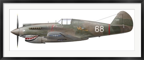 Framed Illustration of a Curtiss P40-C Warhawk of the Flying Tigers Print