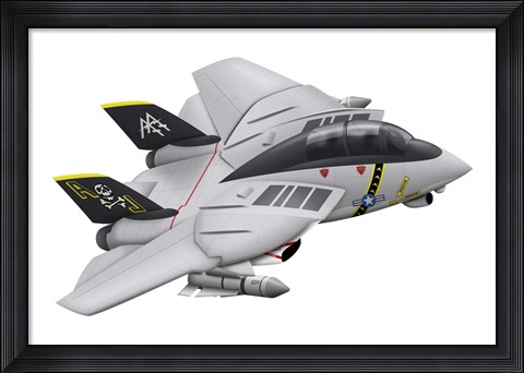 Framed Cartoon illustration of a F-14 Tomcat Print