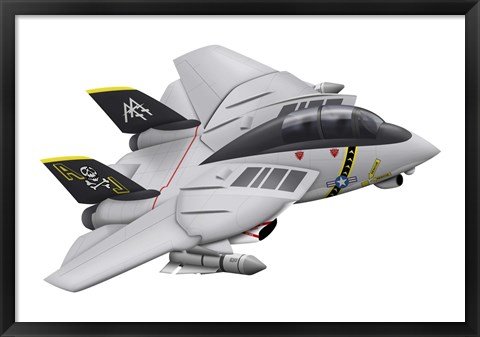 Framed Cartoon illustration of a F-14 Tomcat Print