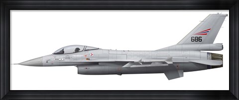 Framed General Dynamics F-16A Fighting Falcon of the Royal Norwegian Air Force Print