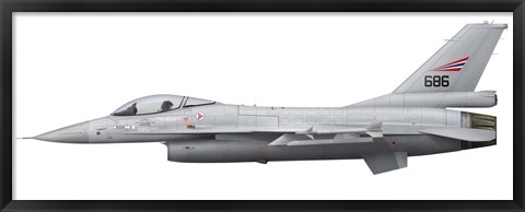 Framed General Dynamics F-16A Fighting Falcon of the Royal Norwegian Air Force Print