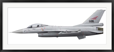 Framed General Dynamics F-16A Fighting Falcon of the Royal Norwegian Air Force Print