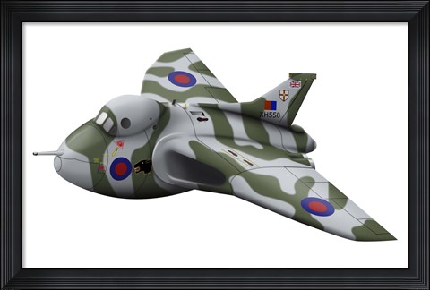 Framed Cartoon illustration of a Royal Air Force Vulcan bomber Print