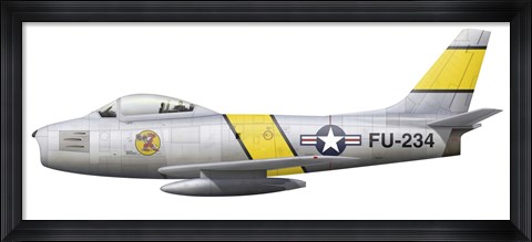 Framed Illustration of a North American F-86F Sabre Print