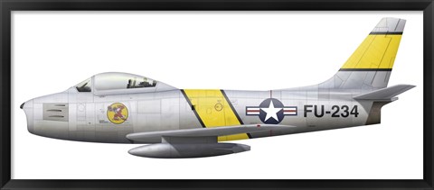Framed Illustration of a North American F-86F Sabre Print