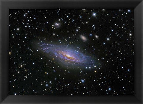 Framed NGC7331 Galaxy and its companion galaxies Print