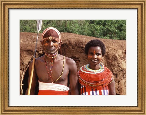 Framed Maasai Couple in Traditional Dress, Kenya Print