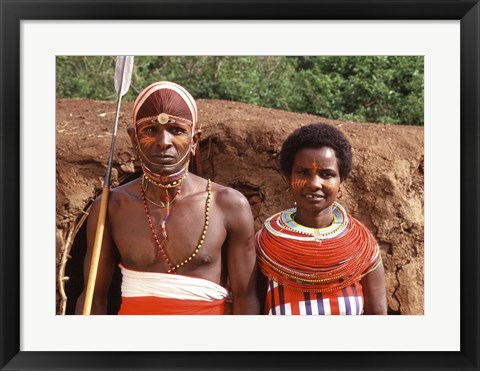 Framed Maasai Couple in Traditional Dress, Kenya Print