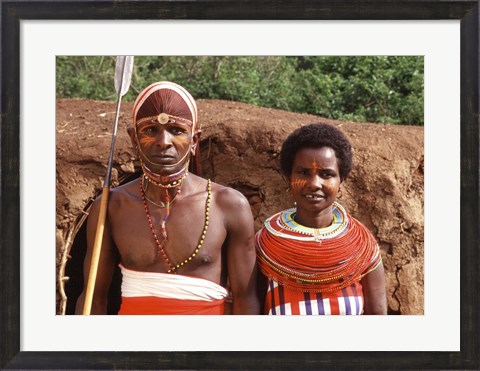Framed Maasai Couple in Traditional Dress, Kenya Print