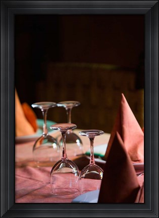 Framed MOROCCO, AGADIR, Fine Dining Room and glasses Print